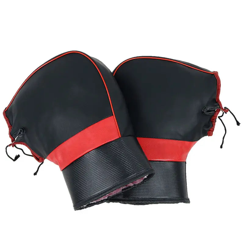 Motorcycle Handlebar Gloves – Winter Riding Mitts with Faux Leather Lining, Lace-Up Closure, for Motorbikes, E-Bikes & Scooter