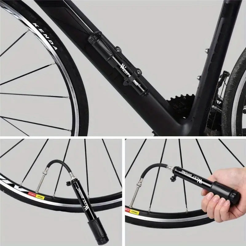 Aluminum Alloy Mini Bicycle Pump – Portable Hand Pump with Fast Inflation, Presta & Schrader Valve, Includes Ball Needle & Frame Mount