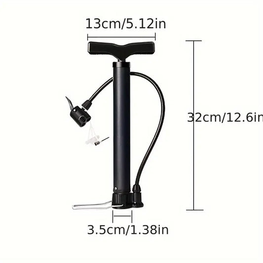 High-Pressure Mini Bike Pump – 120 PSI Portable Tire Inflator with Alloy Base, Fits Presta & Schrader Valves + Sports Needles