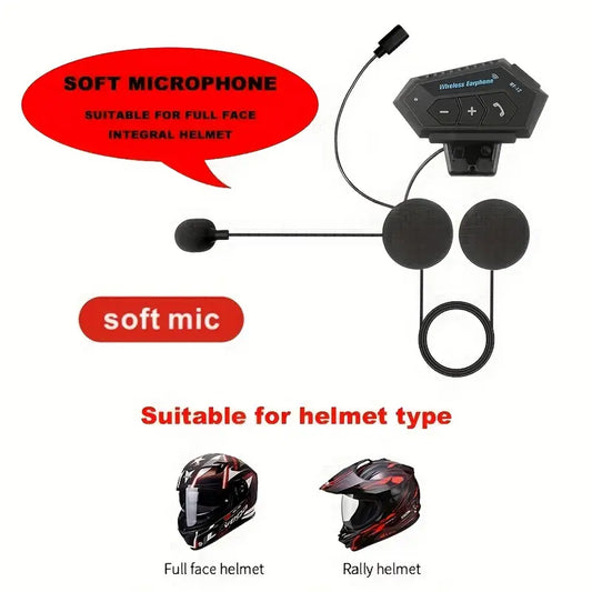 KEBIDU Motorcycle Wireless Helmet Headset – Bluetooth 5.0, Noise-Canceling Microphone, Type-C Charging, Smart Voice Control (No Intercom Function)