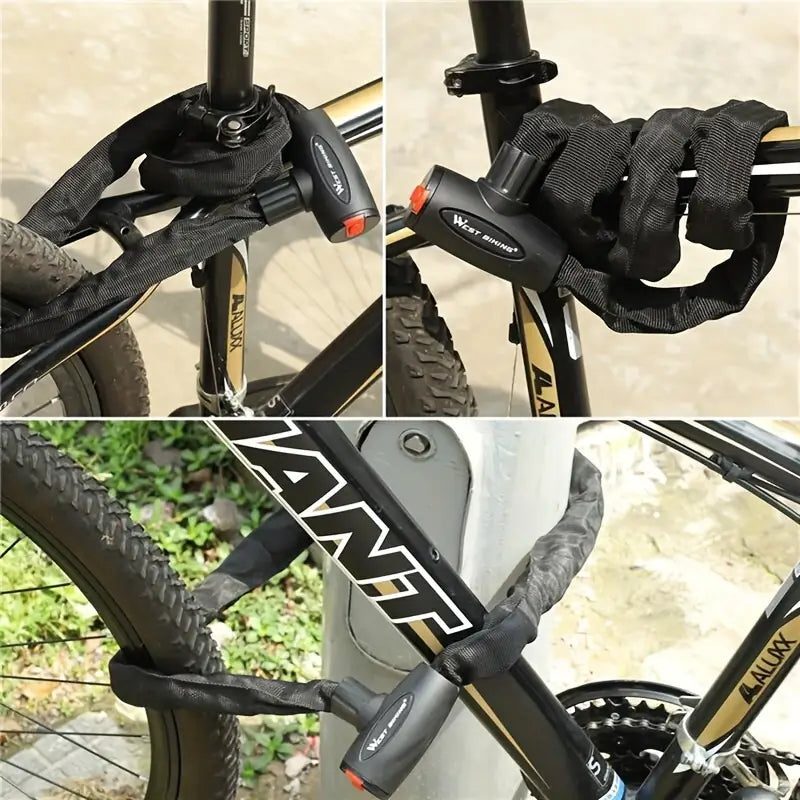 WEST BIKING Heavy-Duty Anti-Theft Chain Lock – Hardened Steel Alloy, Secure Mechanical Knob for MTB, Bicycles & Scooters