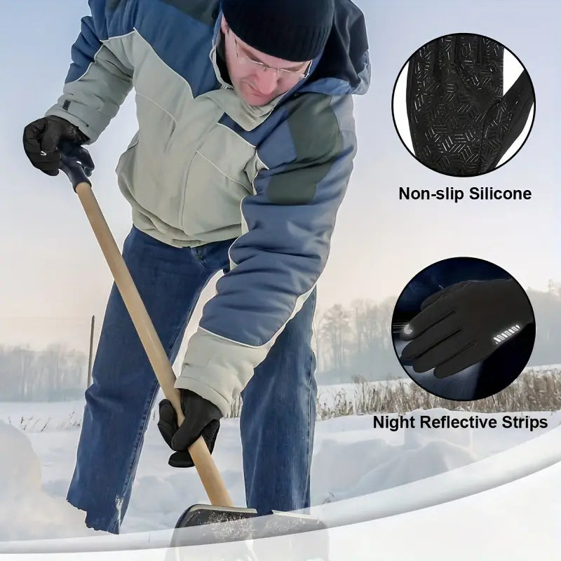 Winter Cycling & Motorcycle Gloves – Touchscreen Full-Finger, Silicone Anti-Slip Palm, Warm Double-Layer Design