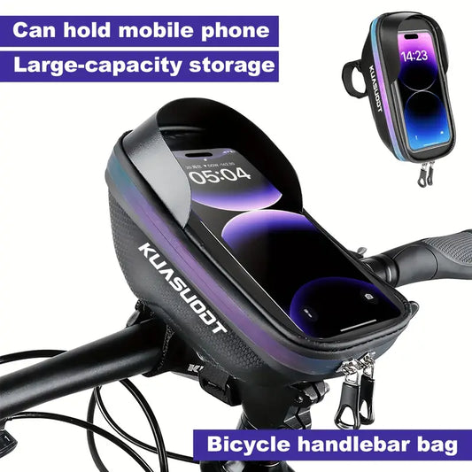 Hard Shell Bike Phone Bag – Waterproof EVA Handlebar Mount with Touchscreen Window, Fits Phones up to 6.9", Universal for Bikes, Scooters & Motorcycles