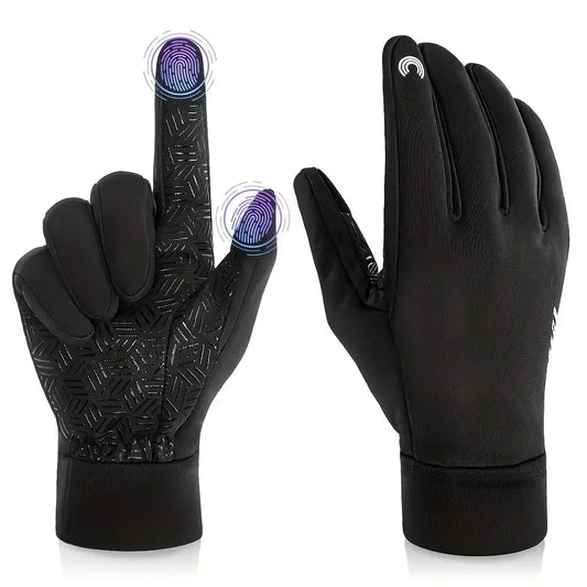 Winter Cycling & Motorcycle Gloves – Touchscreen Full-Finger, Silicone Anti-Slip Palm, Warm Double-Layer Design