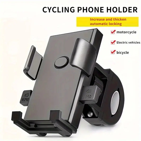 Universal Bike & Motorcycle Phone Holder – Shockproof Handlebar Mount for Navigation, Delivery Riders & E-Scooters