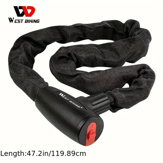 WEST BIKING Heavy-Duty Anti-Theft Chain Lock – Hardened Steel Alloy, Secure Mechanical Knob for MTB, Bicycles & Scooters