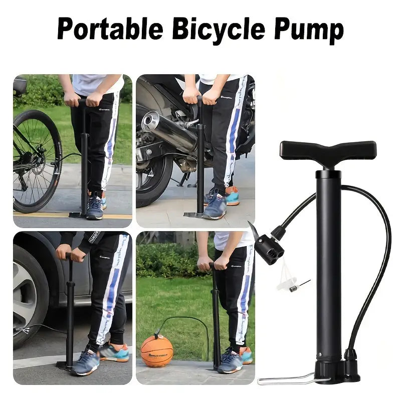 High-Pressure Floor Pump 120 PSI – Universal Bicycle Tire Inflator with Presta & Schrader Valve Adapters, Sports Ball & Balloon Use