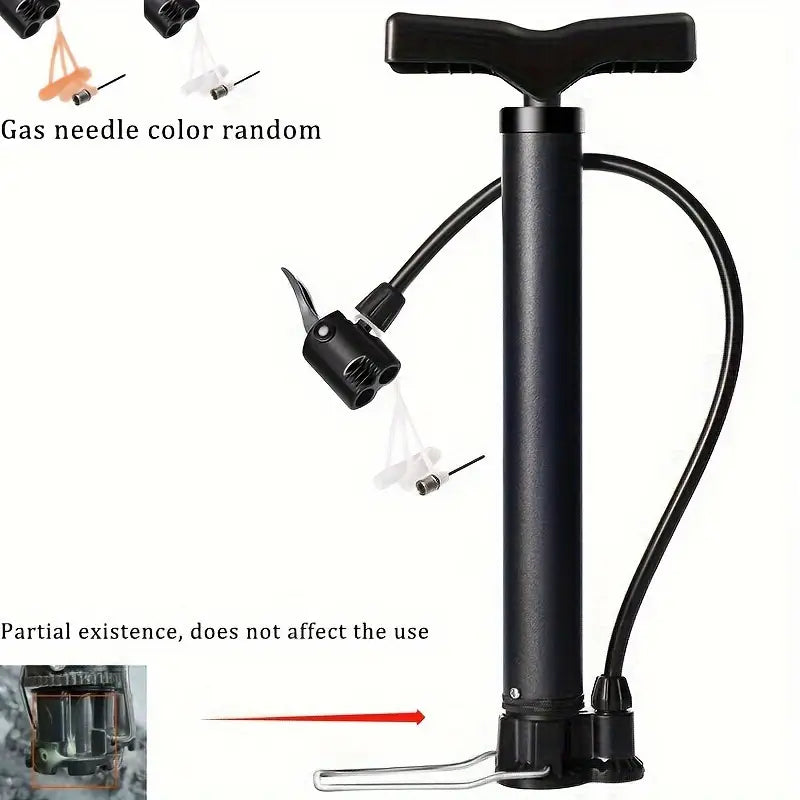 High-Pressure Mini Bike Pump – 120 PSI Portable Tire Inflator with Alloy Base, Fits Presta & Schrader Valves + Sports Needles