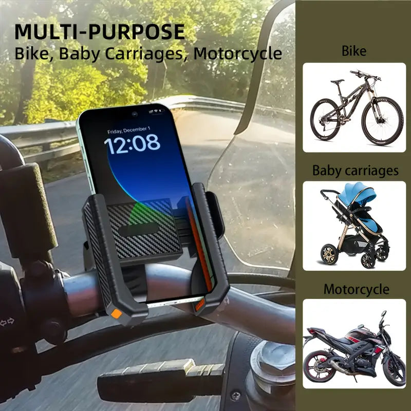 Bike & Motorcycle Phone Holder – 360° Rotation Handlebar Mount for Bicycles, E-Scooters & Motorcycles, Fits 4.5–7" Smartphone