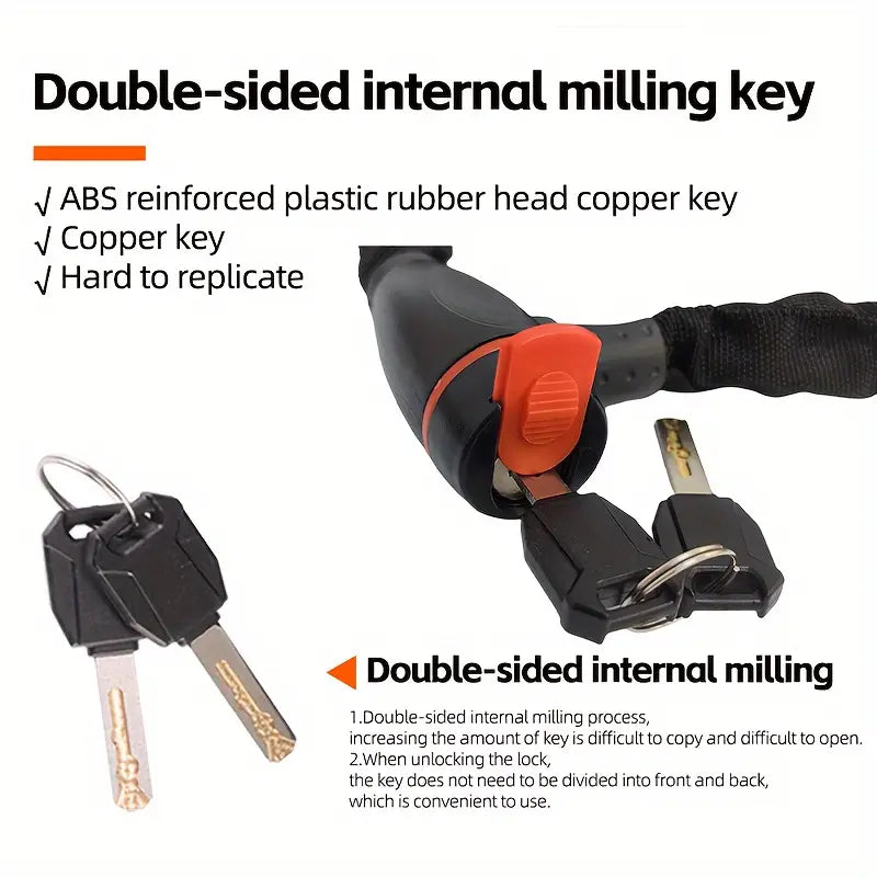 Heavy-Duty Bike Chain Lock – Anti-Theft Security for Bicycles, Motorcycles, Scooters & Doors, Includes 2 Keys