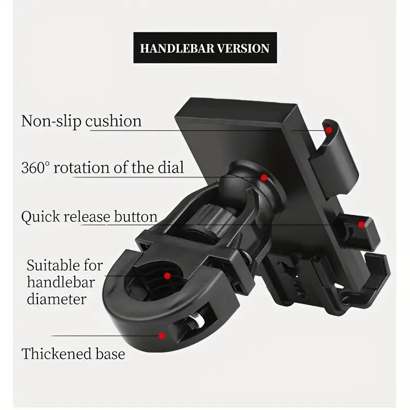 Universal Bike & Motorcycle Phone Holder – Shockproof Handlebar Mount for Navigation, Delivery Riders & E-Scooters