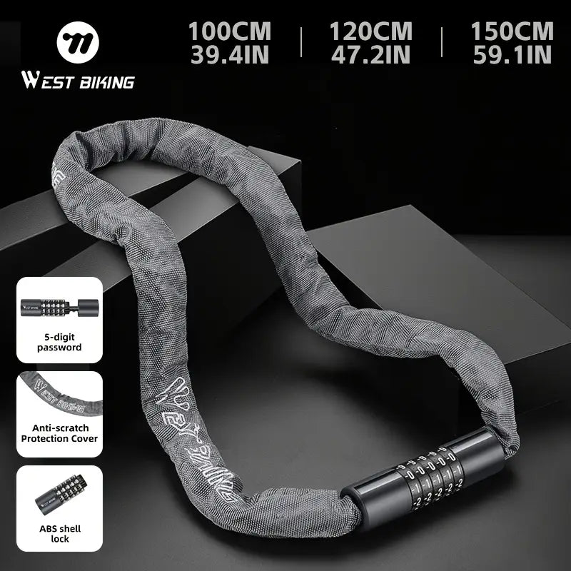 Heavy-Duty Anti-Theft Bike Chain Lock – 5-Digit Combination, Rust-Proof Security for Bicycles, Motorcycles & E-Bikes