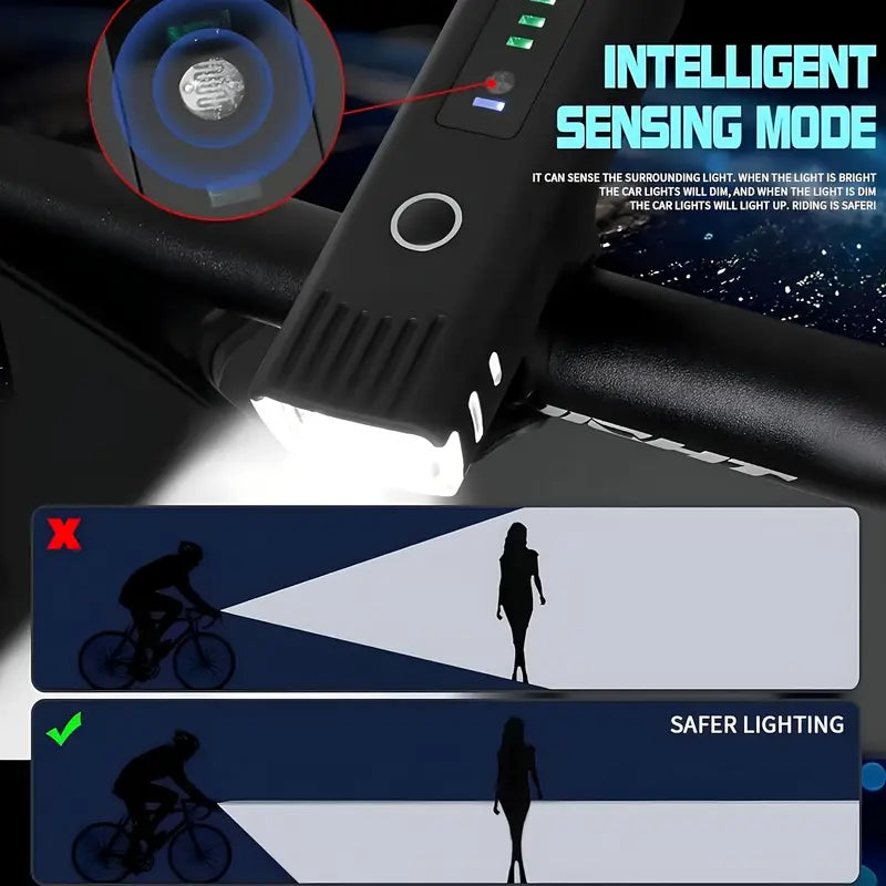 Bike Front & Tail Light Set – 400 Lumens, 1200mAh Battery, 4 Modes, IPX4 Waterproof USB Rechargeable Cycling Lights