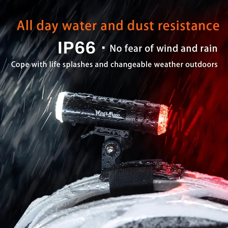 Wind & Moon USB Rechargeable Bike Helmet Light – 200 Lumens, 10H Runtime, 360° Visibility, All-Weather Cycling Safety