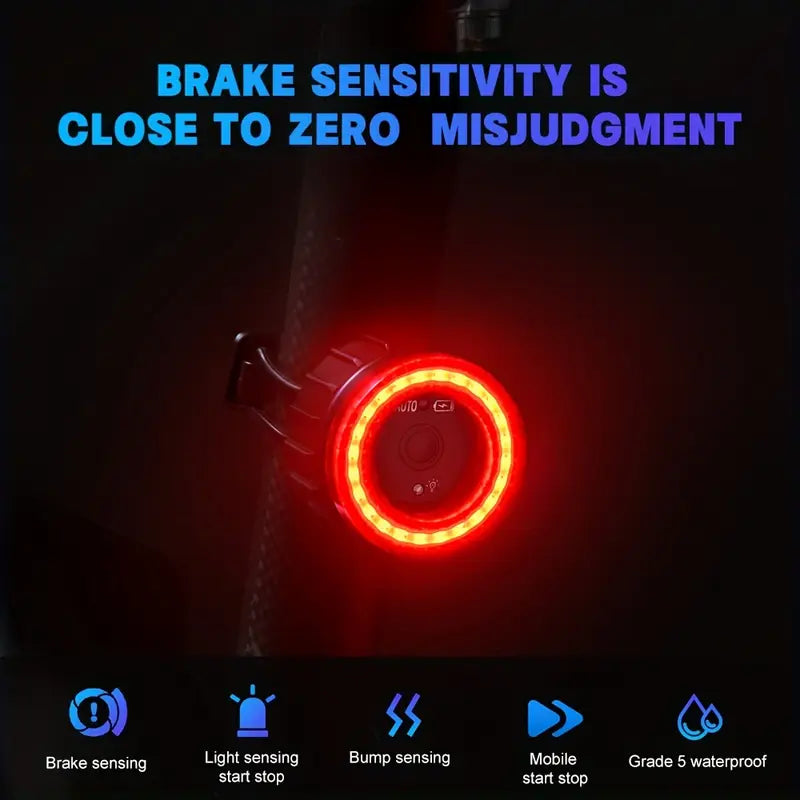 X-TIGER Intelligent Bicycle Tail Light – Automatic Brake Sensor, USB Rechargeable LED, IPX5 Waterproof Rear Bike Light