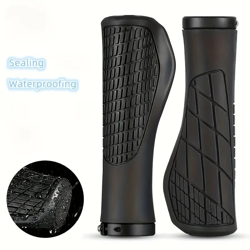Professional Mountain Bike Handlebar Grips – Double Lock Security, Non-Slip Shock-Absorbing Rubber, Fits MTB, BMX, Cruiser & Folding Bikes