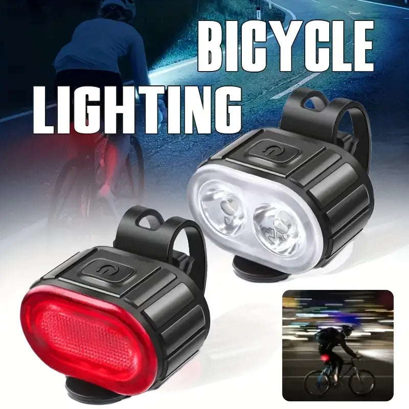 Bike Headlight & Taillight Set (2pcs) – USB Charging, Super Bright LED, Brake Sensor Rear Light, Easy Handlebar Installation