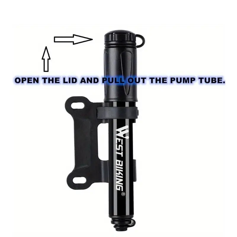 Aluminum Alloy Mini Bicycle Pump – Portable Hand Pump with Fast Inflation, Presta & Schrader Valve, Includes Ball Needle & Frame Mount