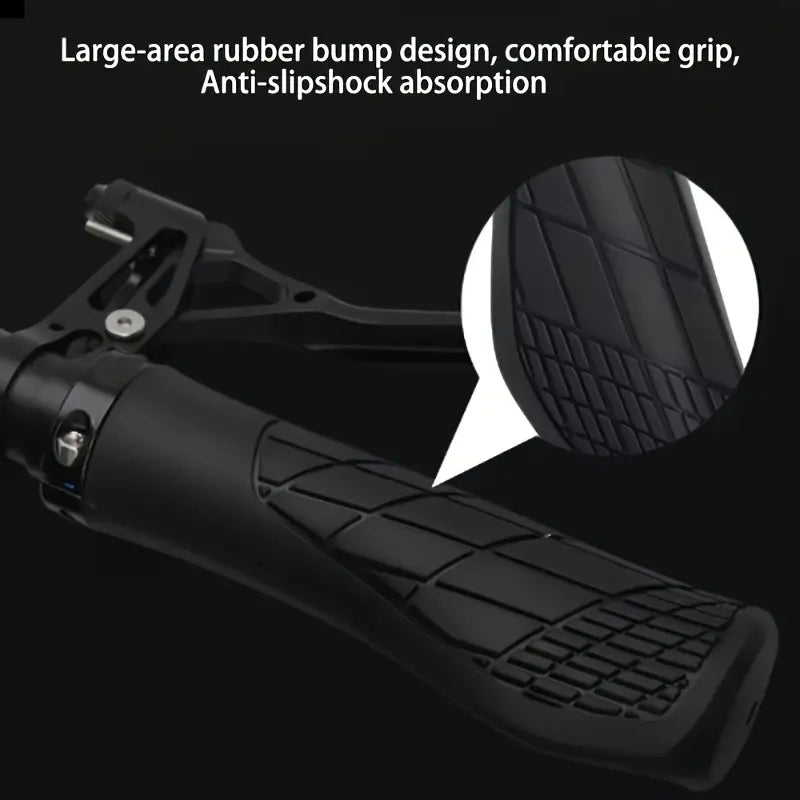 Professional Mountain Bike Handlebar Grips – Double Lock Security, Non-Slip Shock-Absorbing Rubber, Fits MTB, BMX, Cruiser & Folding Bikes