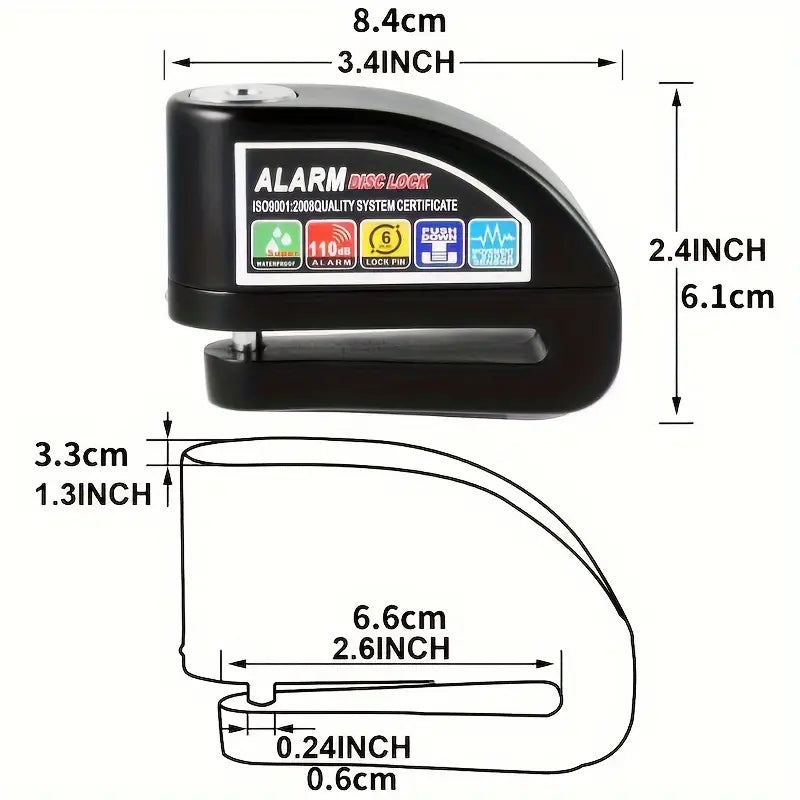 Umedo High-Decibel Bike Alarm Lock – 110dB Siren, Motion & Vibration Detection, Steel Cable, Durable Aluminum Body