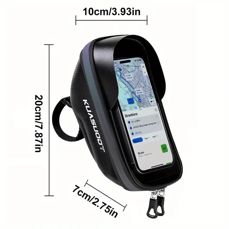Hard Shell Bike Phone Bag – Waterproof EVA Handlebar Mount with Touchscreen Window, Fits Phones up to 6.9", Universal for Bikes, Scooters & Motorcycles
