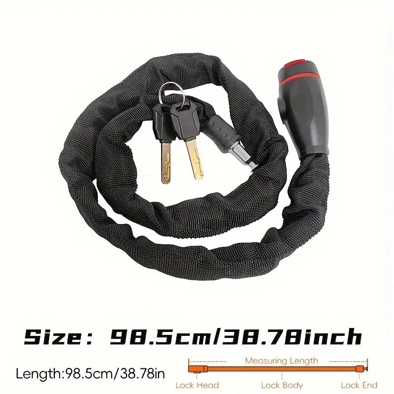 Heavy-Duty Bike Chain Lock – Anti-Theft Security for Bicycles, Motorcycles, Scooters & Doors, Includes 2 Keys