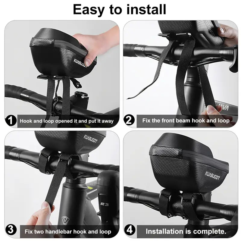 Hard Shell Bike Phone Bag – Waterproof EVA Handlebar Mount with Touchscreen Window, Fits Phones up to 6.9", Universal for Bikes, Scooters & Motorcycles