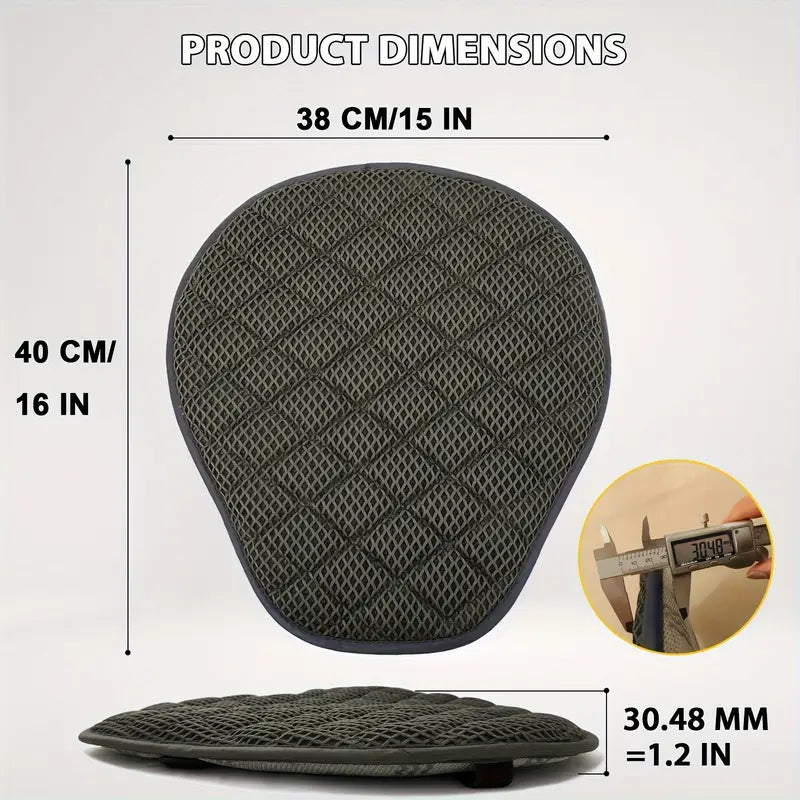 Motorcycle Seat Cushion Cover – Quick-Dry Washable Mesh, Shock-Absorbing Comfort with Heat Insulation Pad