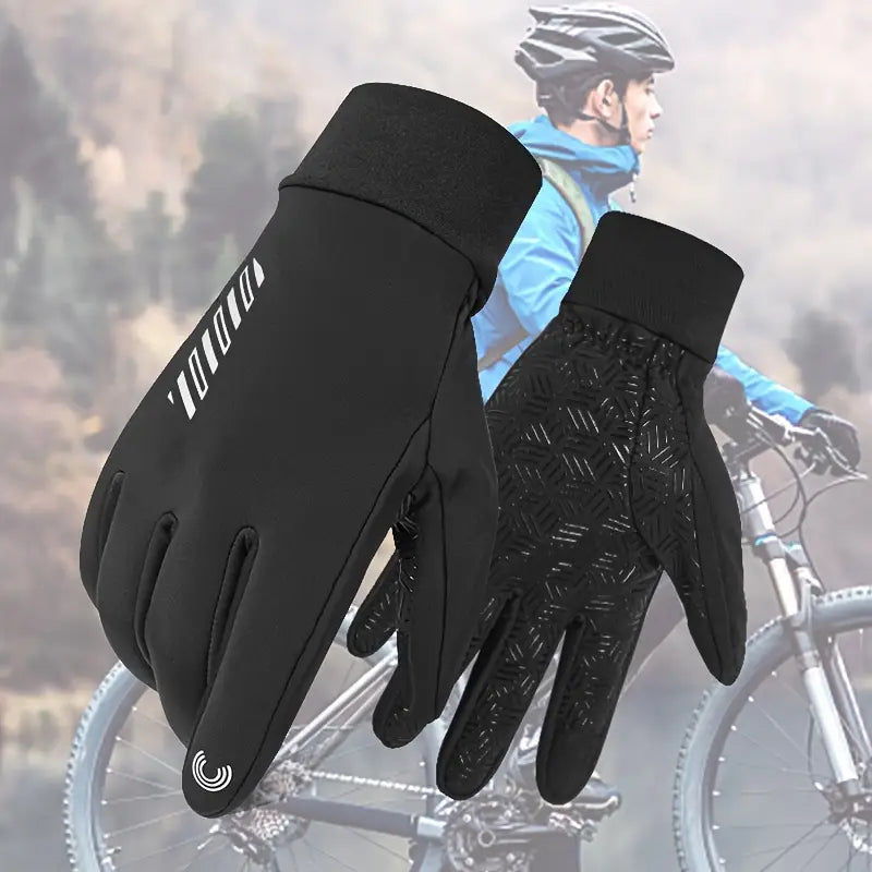 Winter Cycling & Motorcycle Gloves – Touchscreen Full-Finger, Silicone Anti-Slip Palm, Warm Double-Layer Design