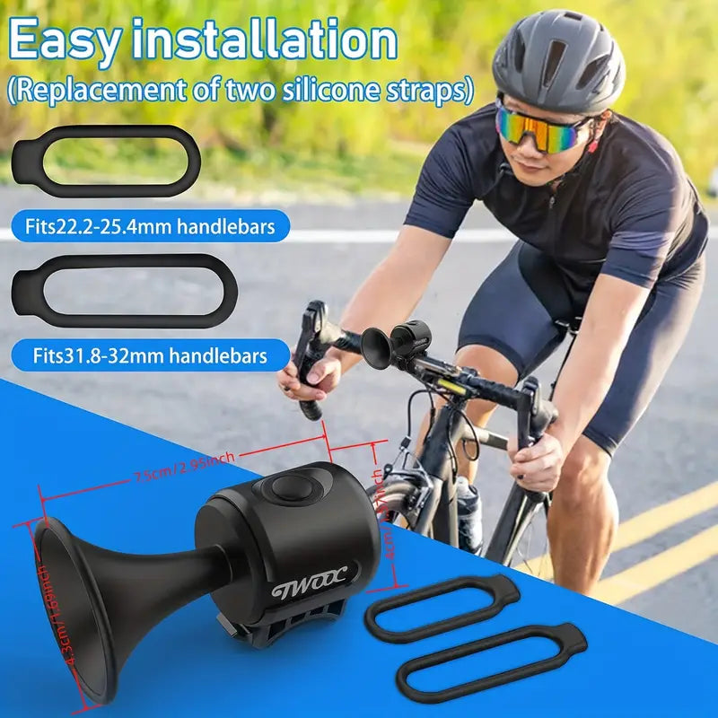 120dB Electric Bike Horn – Loud Bicycle Bell Sound, Battery Powered, IPX4 Waterproof, Fits Road Bikes, Mountain Bikes & Scooters