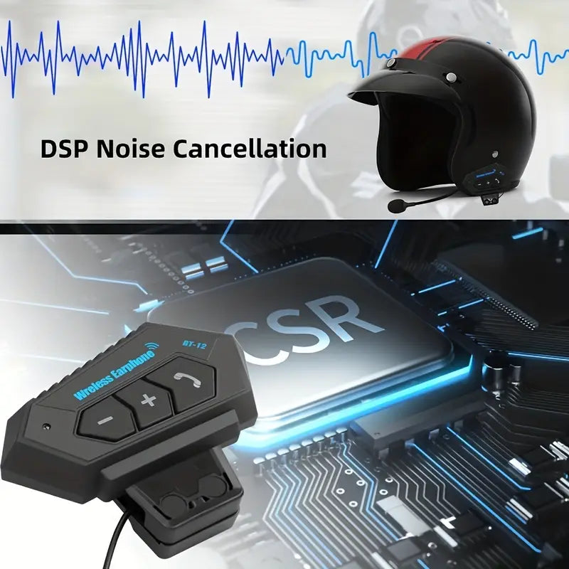 KEBIDU Motorcycle Wireless Helmet Headset – Bluetooth 5.0, Noise-Canceling Microphone, Type-C Charging, Smart Voice Control (No Intercom Function)