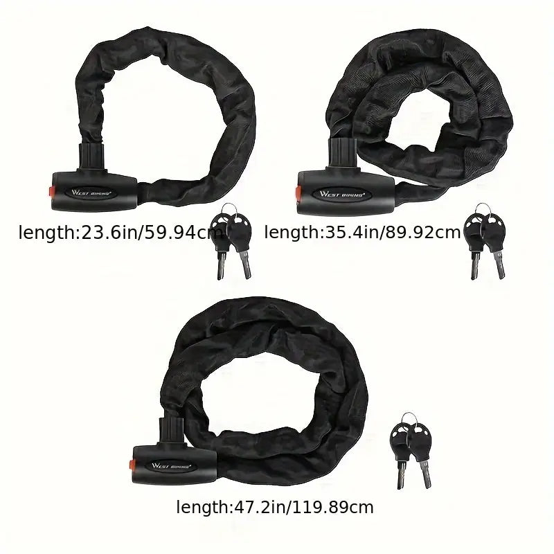 WEST BIKING Heavy-Duty Anti-Theft Chain Lock – Hardened Steel Alloy, Secure Mechanical Knob for MTB, Bicycles & Scooters