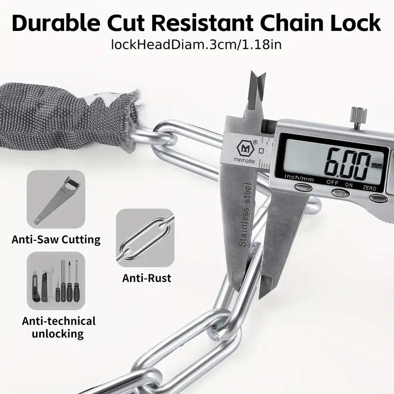 Heavy-Duty Anti-Theft Bike Chain Lock – 5-Digit Combination, Rust-Proof Security for Bicycles, Motorcycles & E-Bikes