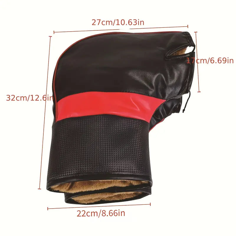 Motorcycle Handlebar Gloves – Winter Riding Mitts with Faux Leather Lining, Lace-Up Closure, for Motorbikes, E-Bikes & Scooter